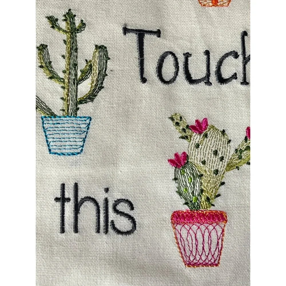 Cypress Set Of 4 Cactus Embroidered Cotton Tea Towels 18x24 & 26x19 Gift NWT